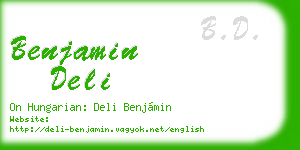 benjamin deli business card